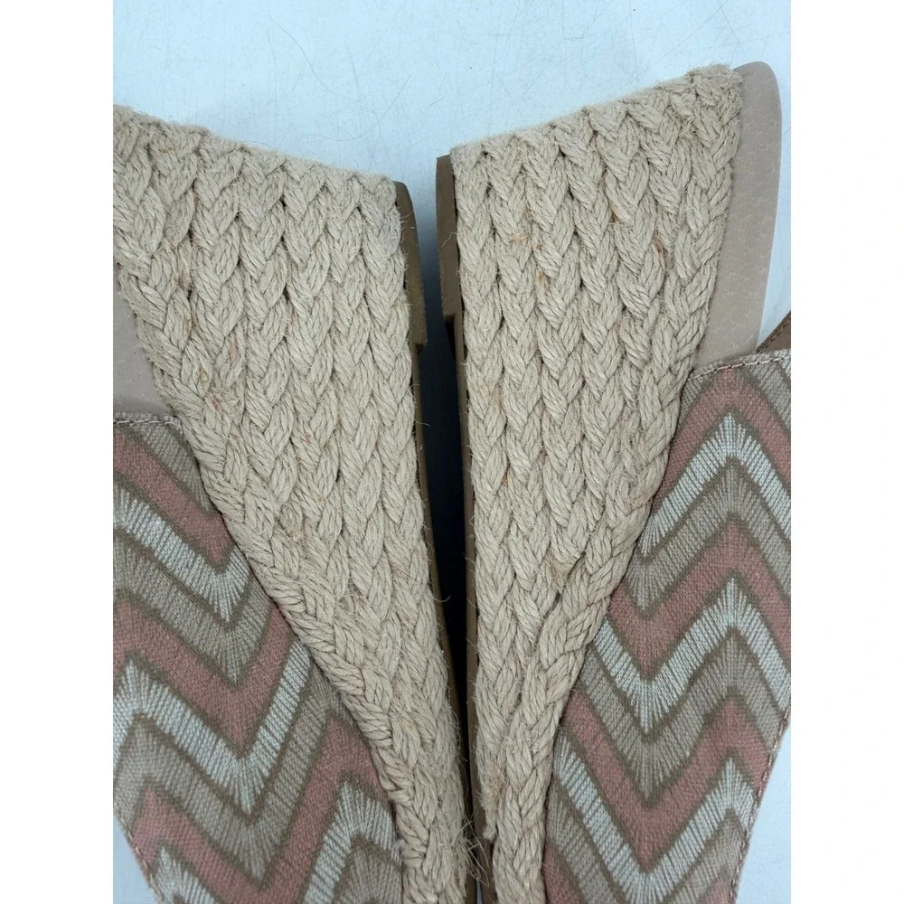 Vionic Coralina Wedge Sandals Womens 10 Blush‎ Pink Chevron Espadrille Boho Chic